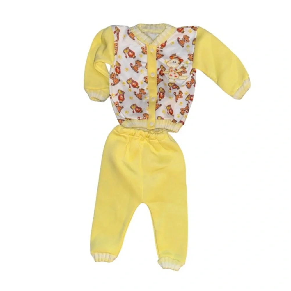 VTG handmade baby‎ set yellow/multicolored size 3-6 months